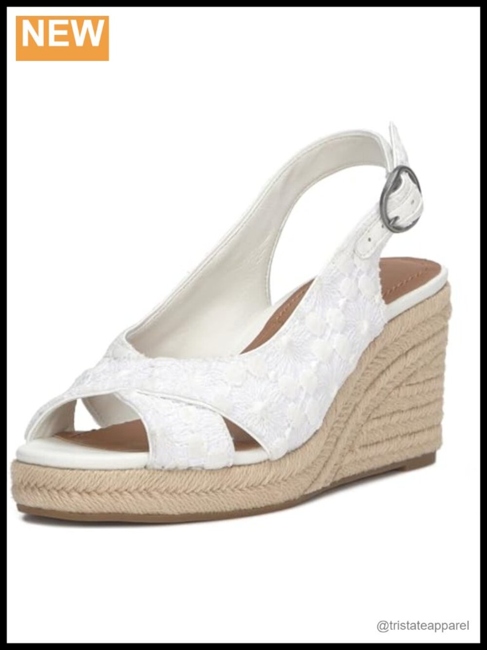 Lucky Brand Cyrila White Lace Wedge Sandals Peep Toe Slingback Espadrilles